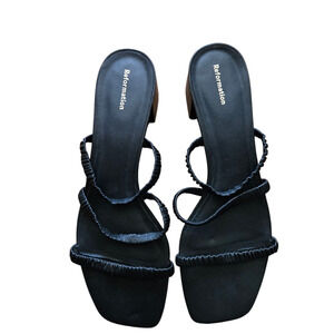 Reformation Black Assunta Strappy Block Heel Size: 10